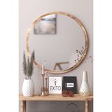 Meddex Yuvarlak Ayna 45 cm Çam Dresuar Hol Koridor Duvar Salon Banyo Wc Ofis Ayna - Atlantik Çam