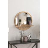 meDDex Yuvarlak Raflı Ayna 45cm Atlantik Çam Dresuar Hol Koridor Salon Banyo Wc Ofis Çocuk Yatak Odası Boy