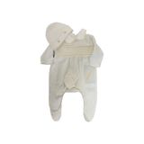 Medekids Plitingli Penye Ayaklı Tulum (Şapka&Eldiven) Ekru-Sarı 0-3 Ay - 0 - 3 Ay