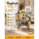 Medet Home Diday Baykuş Puf F Puf Koltuk Puff Dekoratif Şık Fonksiyonel Tabure Modern Desenli Silindir Dijital Baskılı Renkli Bench Dekoratif Bohem Doğal Gürgen Ayaklı Çok Amaçlı Bahçe Ev Balkon - 40 x 40