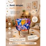 Medet Home Diday Kedi 2 Puf F Puf Koltuk Puff Dekoratif Şık Fonksiyonel Tabure Moderndesenli Silindir Dijital Baskılı Renkli Bench Dekoratif Bohem Doğal Gürgen Ayaklı Çok Amaçlı Bahçe Ev Balkon - 40 x 40