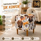 Medet Home Diday Köpek Puf F Puf Koltuk Puff Dekoratif Şık Fonksiyonel Tabure Moderndesenli Silindir Dijital Baskılı Renkli Bench Dekoratif Bohem Doğal Gürgen Ayaklı Çok Amaçlı Bahçe Ev Balkon - 40 x 40 x 40