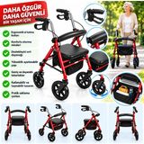 MEDEVRELF Comfort Plus Kırmızı Rolatör Yürüteç