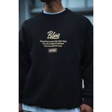 Medi Giyim Erkek 3 Iplik Pamuklu Bisiklet Yaka Ön ve Arka Baskılı Sweatshirt - Siyah - 2XL