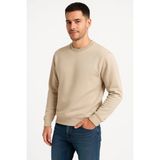 Medi Giyim Erkek 3 Iplik Pamuklu Düz Bisiklet Yaka Sweatshirt - Bej
