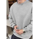 Medi Giyim Erkek 3 Iplik Pamuklu Düz Bisiklet Yaka Sweatshirt - Gri - 2XL