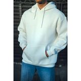 Medi Giyim Erkek 3 Iplik Pamuklu Kapüşonlu Basic Sweatshirt Hoodie - Beyaz