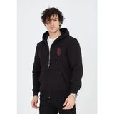 Medi Giyim Erkek 3 Iplik Pamuklu Kapüşonlu Tam Fermuarlı Cepli Hoodie Sweatshirt - Siyah - 2XL