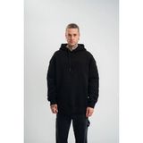 Medi Giyim Erkek 3 Iplik Pamuklu Oversize Kapüşonlu Nakışlı Hoodie Sweatshirt - Siyah - XL