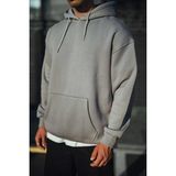 Medi Giyim Erkek 3 Iplik Penye Kapüşonlu Basic Sweatshirt Hoodie - Boyalı Gri