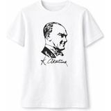 Medi Giyim Erkek Çocuk Atatürk Baskılı Tişört Kısa Kollu Bisiklet Yaka T-Shirt - Beyaz - 13 - 14 Yaş
