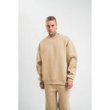 Medi Giyim Erkek Uzun Kol Bisiklet Yaka 3 Iplik Pamuklu Kışlık Sweatshirt - Bej - XL