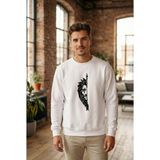 Medi Giyim Oversize Bisiklet Yaka Sevgililer Günü Baskılı Sweatshirt - Beyaz - XL