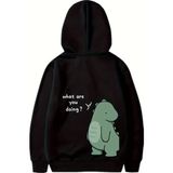 Medi Giyim Sevgililer Günü Baskılı Oversize Kapüşonlu Sweatshirt Hoodie - Siyah - XS