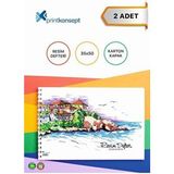 Mediart Prıntkonsept 2'li Büyük Boy Karton Kapak Resim Defteri 35X50 80 gr Beyaz 15 Yaprak