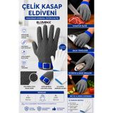 Medicalx Kasap Eldiveni Kesilmez Çelik Eldiven Paslanmaz Metal Tel Hasır Örgü Kesim Güvenliği 1 ADET