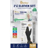 Medicalx Termo Vinil Şeffaf - Slimfit Pudrasız Siyah Çok Amaçlı Yeni Nesil Teknoloji Eldiveni 2’li Set