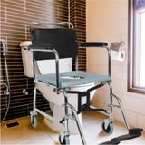 Medikalcim W689 Klozetli Banyo Tekerlekli Sandalyesi - Siyah - 100 cm