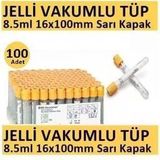 Medikaltec 100 Adet Kan Alma Tüpü, Vakumlu Jelli, Sarı Kapak 8.5Ml 16X100mm, Bd Vacutainer Sst 2 Advance
