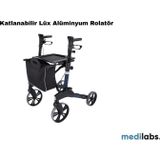 Medilabs Katlanabilir Alüminyum Rollatör Maks. 125 kg / 8–10″ Tekerlek / Oturak + Çanta + Baston Tutucu