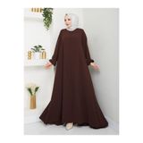 Medine İpeği Mevlana Model Kahve Ferace 140 cm Günlük ve Şık Tesettür Ferace Khv01-Kahverengi