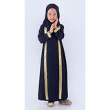 Medine Ipek Kumaş Eşarplı Tesettür Namaz Elbise M00742 - Lacivert - 5 - 6 Yaş