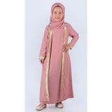 Medine Ipek Kumaş Eşarplı Tesettür Namaz Elbise M00742 - Pembe - 5 - 6 Yaş