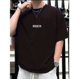 Medinenur Brooklyn Baskılı Bisiklet Yaka T-Shirt - Siyah