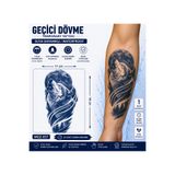 medink tattoo 1 Ay Kalıcı Sonradan Kararan 11X 18 cm Kurt ve Dolunay model geçici dövme tattoo sticker