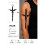 medink tattoo Gerçekçi Kanatlı Kılıç Model Geçici Kol Bacak Geçici Sticker Yapıştırma Dövme
