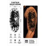 medink tattoo Tattoo Gerçekci Dövme Kurt Orman Dolunay Dövme Etiket Kadın Erkek Kol Bacak