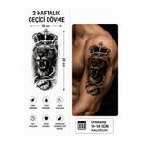 medink tattoo Tattoo Gerçekci Geçici Kral Taç ve Aslan Dövme Etiket Kadın Erkek Kol Bacak