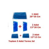 Medipack Termojel Seti 5 Adet, Sıcak Soğuk Terapi Kompres, 26x35 cm + 13x26 cm + 13x13 cm, Mavi
