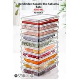 Mediterian 10'lu Beyaz Kapaklı Derin Dondurucu Saklama Kabı, 1 lt, dayanıklı ve şık plastik set - Şeffaf