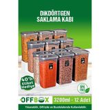 Mediterian 12'li 24 Parça 3,2 Litre Dikdörtgen Saklama Kutusu Seti, Gri - 100 ml - Şeffaf