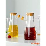 Mediterian 2 Adet Vakumlu Bambu Kapaklı Borosilikat Yağdanlık, Zeytinyağı Sıvıyağ, Yağlık 900 ml Oilpot - Ahşap