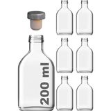 Mediterian 200 ml Şeffaf Cam Şişe, Sızdırmaz Tıpa, 6'lı Renkli, Soğuk İçecek İçin