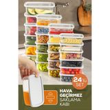 Mediterian 24'lü Gri Hava Geçirmez Saklama Kabı Seti 6x(250-1200 ML), Plastik, Güvenli ve dayanıklı - 750 ml - Şeffaf