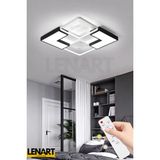 Mediterian 3 Renkli Kumandalı Kare Tavan LED Avize, Metal, 50x50 Boyut, Yüksek Aydınlatma - 1 - Ahşap