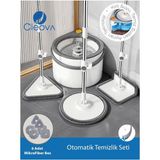 Mediterian 360° Döner Otomatik Temizlik Seti, 3 Başlıklı Paspas ve Mop, Pratik ve Çok Amaçlı - Altın - Seçenek 1