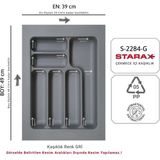 Mediterian 39x49 cm gri plastik çekmece içi kaşıklık, düzen sağlayıcı, şık ve kullanışlı tasarım