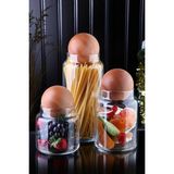 Mediterian 3'lü Cam Kavanoz Seti, Baharatlık ve Saklama Kabı, Ahşap Kapak, 500 ml, Şık ve Kullanışlı - 1 lt