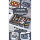Mediterian 3'lü Gri Bölmeli Makyaj ve Takı Organizer, Banyo ve Mutfak Düzenleyici - Ahşap Rengi