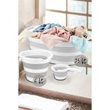 Mediterian 3'lü Katlanır Çok Amaçlı Set: Sepet, Kova, Maşrapa, Plastik, Beyaz, 20 L - Acorn