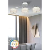 Mediterian 3'lü Şeker Cam Led Avize, Renkli Işık Modu, Şık Krom Tasarım, Metal, 60x15 cm - Ahşap