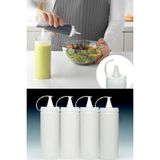 Mediterian 4 Adet Şeffaf Plastik Yağlık ve Sosluk Şişesi 700 ml, Beyaz, Pratik Kullanım - Ahşap