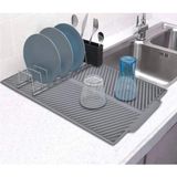 Mediterian 44x33 cm Silikon Bulaşık Kurutma Matı, Gri, Büyük Boy, Dayanıklı ve Pratik Kullanım - Antrasit