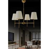 Mediterian 4'lü Modern Eskitme Boyalı Avize, Koniği Krem Abajur, Metal, 60x60 cm - 1 - Ahşap