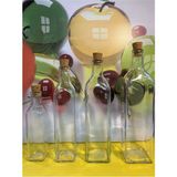 Mediterian 4’lü Şeffaf Tıpalı Zeytinyağı Şişe Seti, 250-1000cc, Pratik ve Estetik Renk: Turuncu - Ahşap - 750 ml