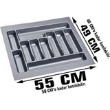 Mediterian 55x49 cm Gri Plastik Çekmece İçi Kaşıklık, Mutfak Düzenleyici